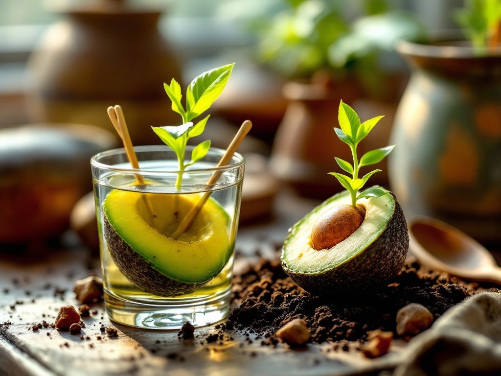 Planter le noyau germé et entretenir l'avocatier Planter le noyau germé et entretenir l'avocatier